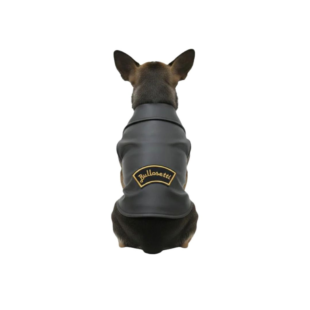 Black eco-leather jacket - with zip and pockets - for dogs from 2 to 40kg