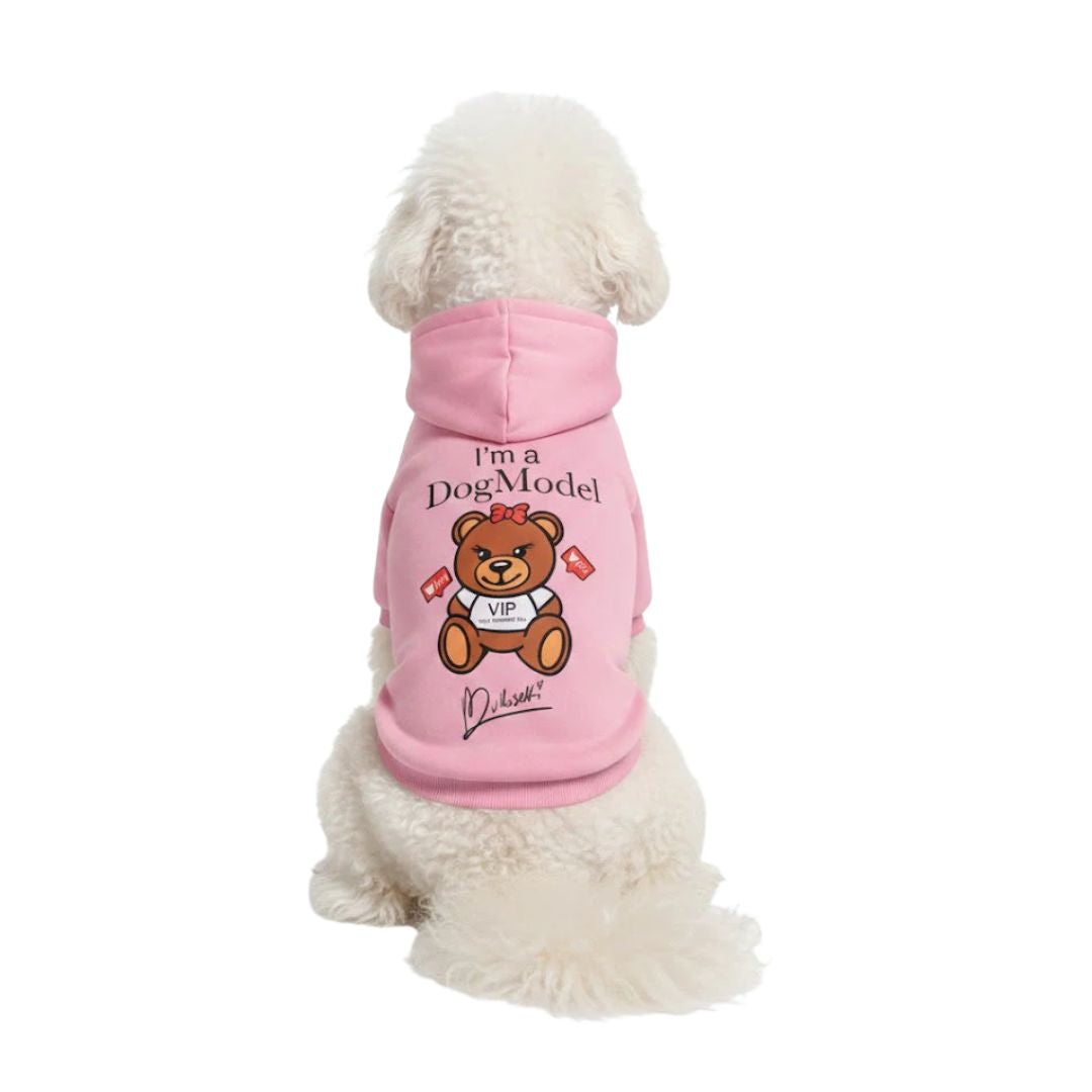 Felpa con cappuccio - per cani - rosa - Bear - Streetwear