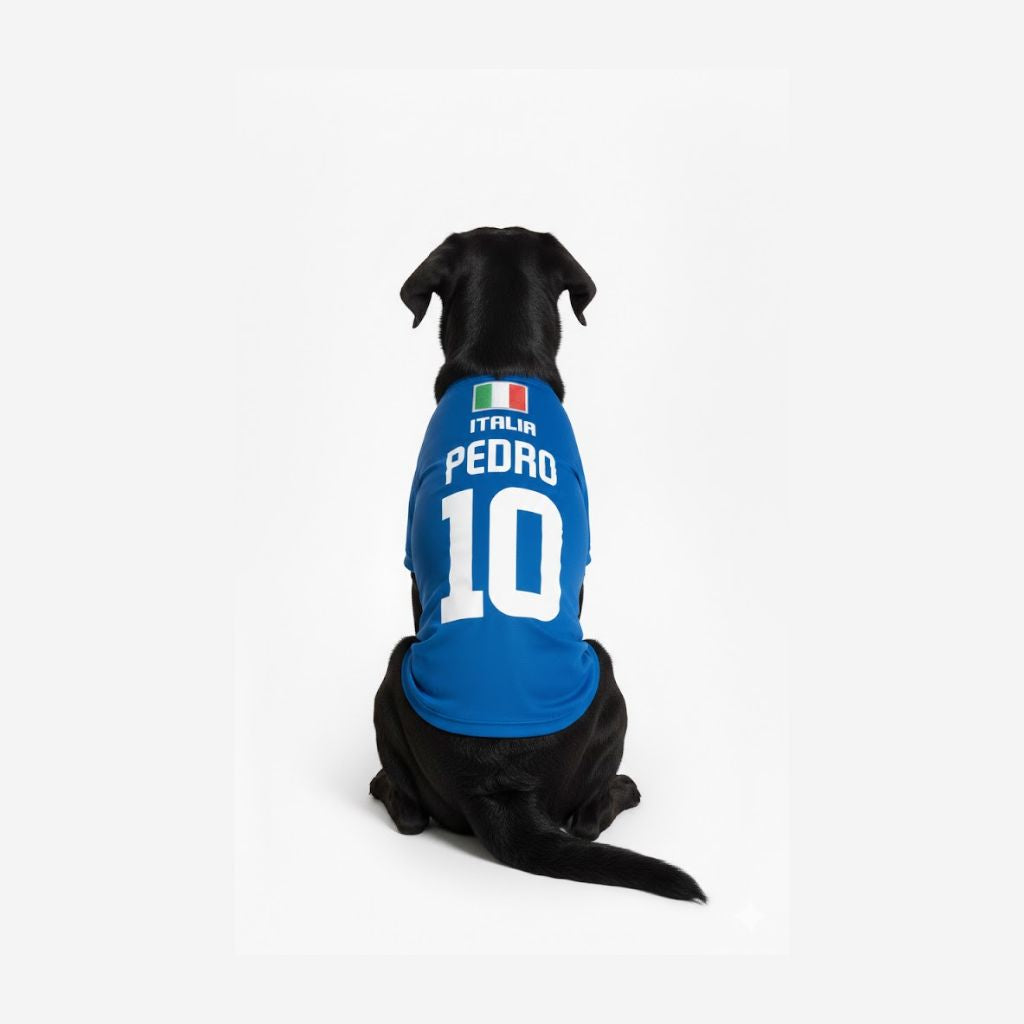 Maglietta per cani Italia -  personalizzata con nome e numero - calcio