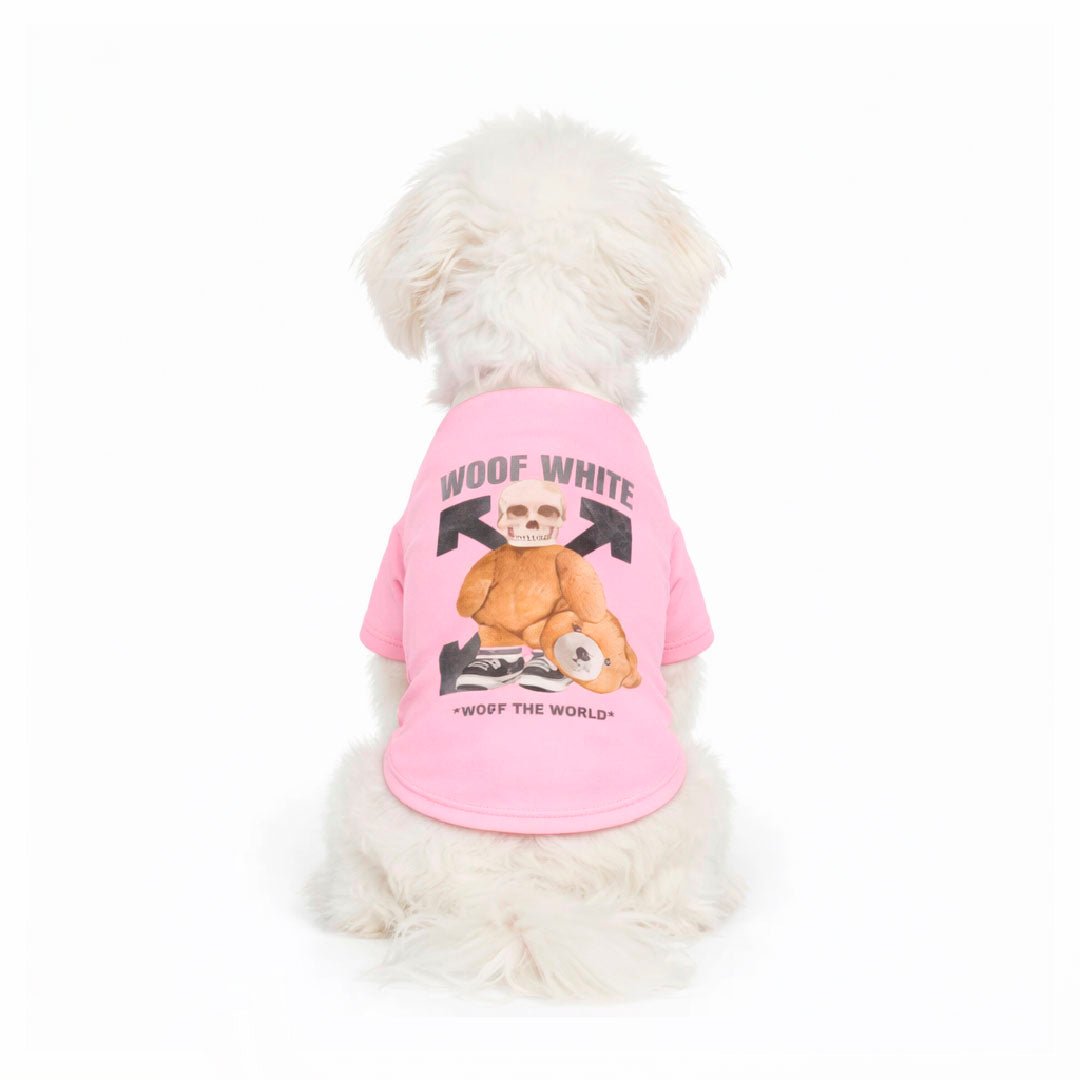 Canottiera estiva per cani - da 4 a 15kg - rosa - Woof White