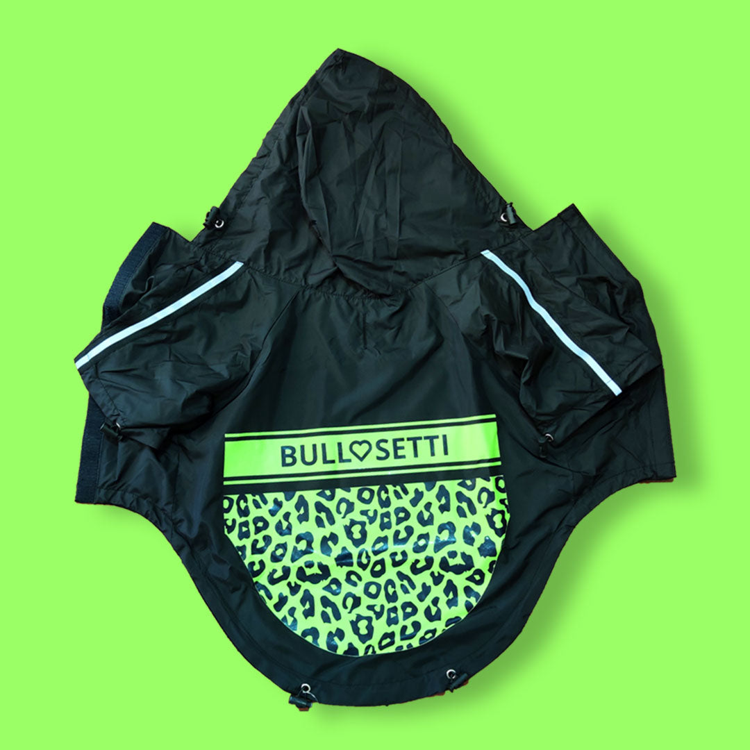 Impermeabile maculato Bullosetti - con maniche e cappuccio - nero e verde