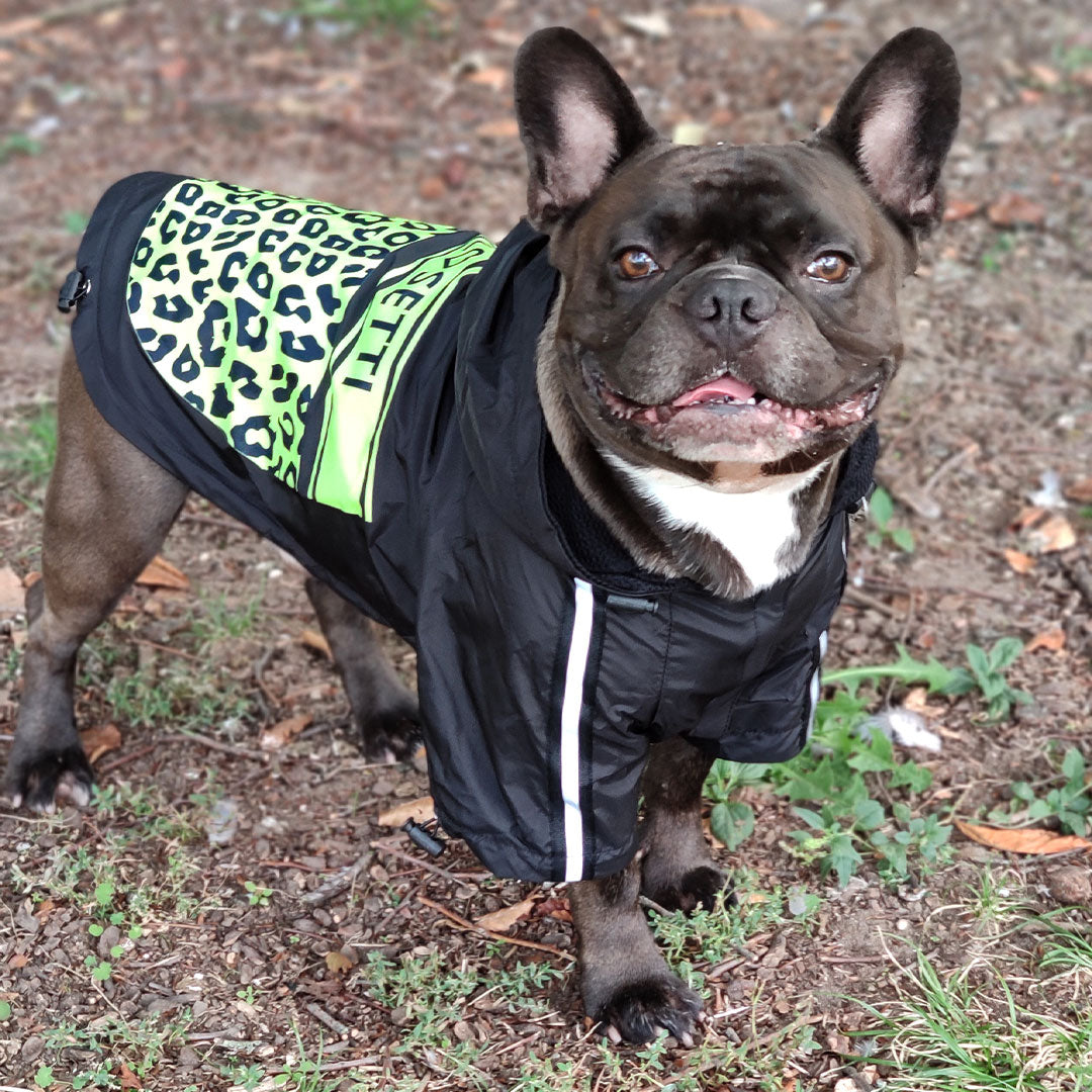 Impermeabile maculato Bullosetti - con maniche e cappuccio - nero e verde