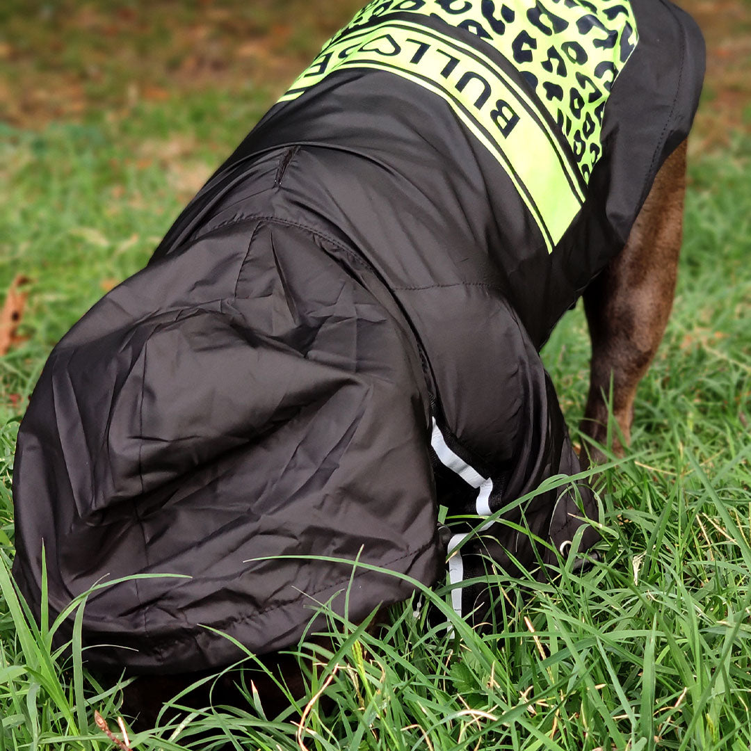 Impermeabile maculato Bullosetti - con maniche e cappuccio - nero e verde