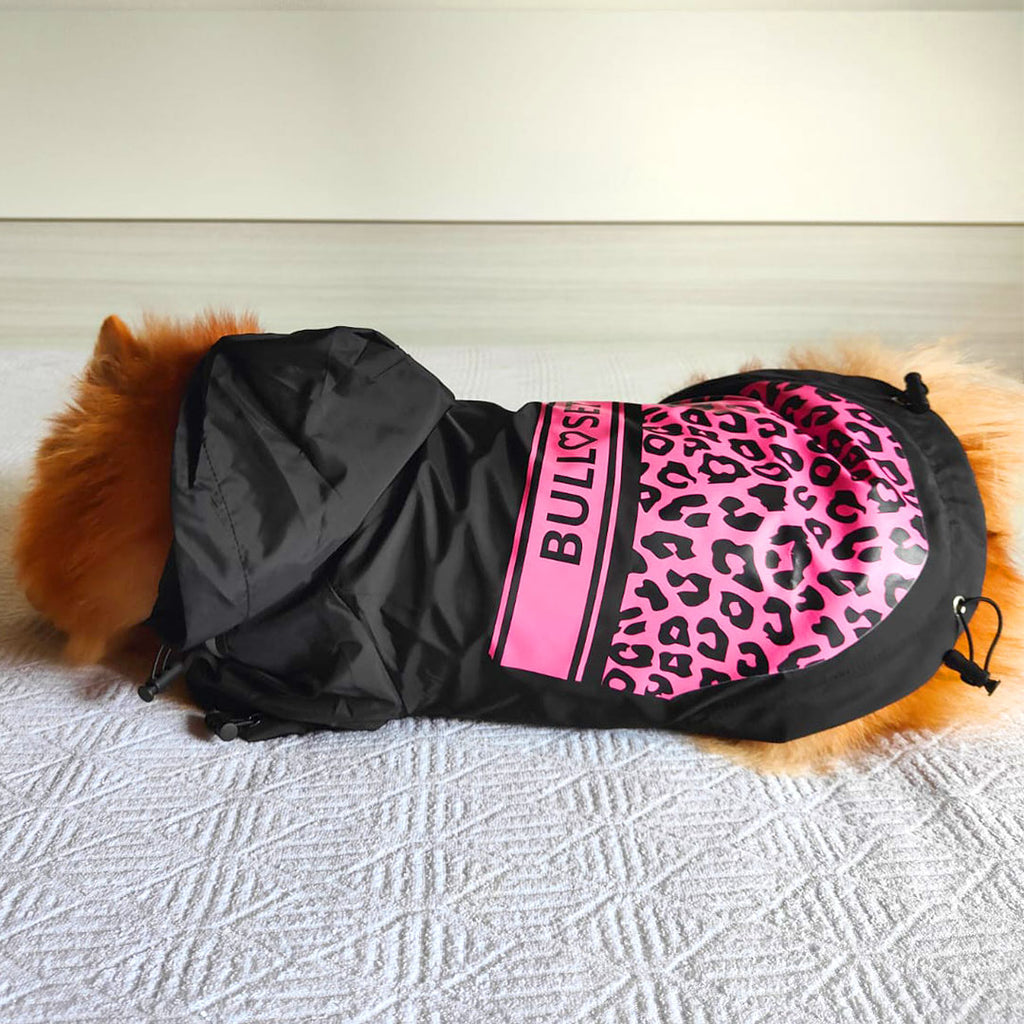 Impermeabile maculato Bullosetti - con maniche e cappuccio - nero e rosa