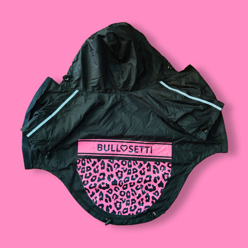 Impermeabile maculato Bullosetti - con maniche e cappuccio - nero e rosa