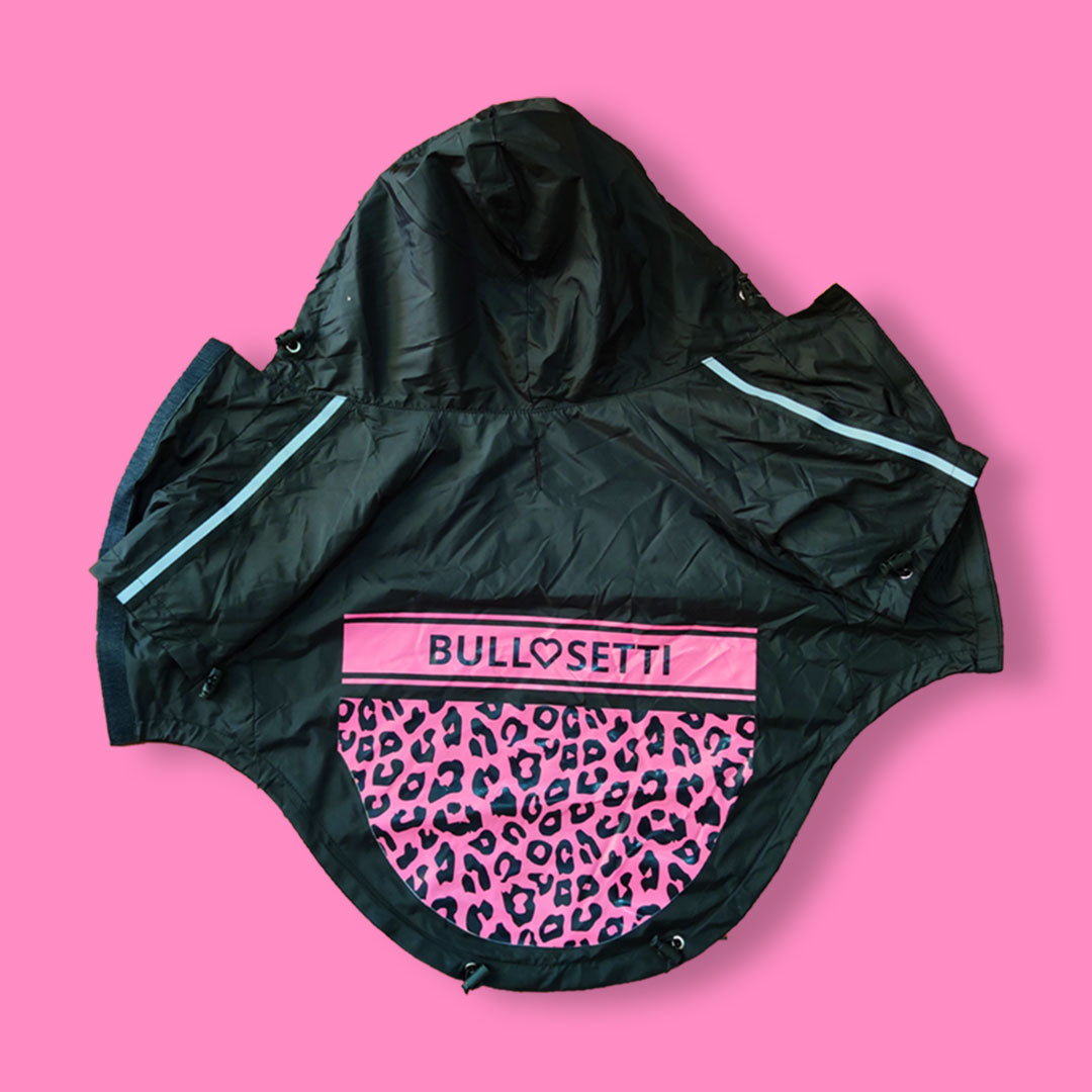 Impermeabile maculato Bullosetti - con maniche e cappuccio - nero e rosa