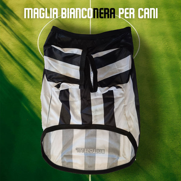 Maglia bianconera personalizzata da calcio - con maniche - per cani da 2 a 40kg