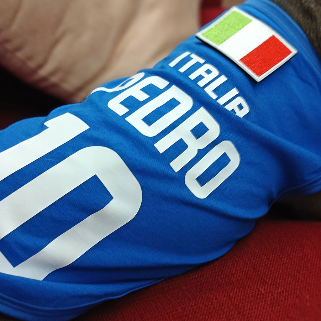 Maglietta per cani Italia -  personalizzata con nome e numero - calcio