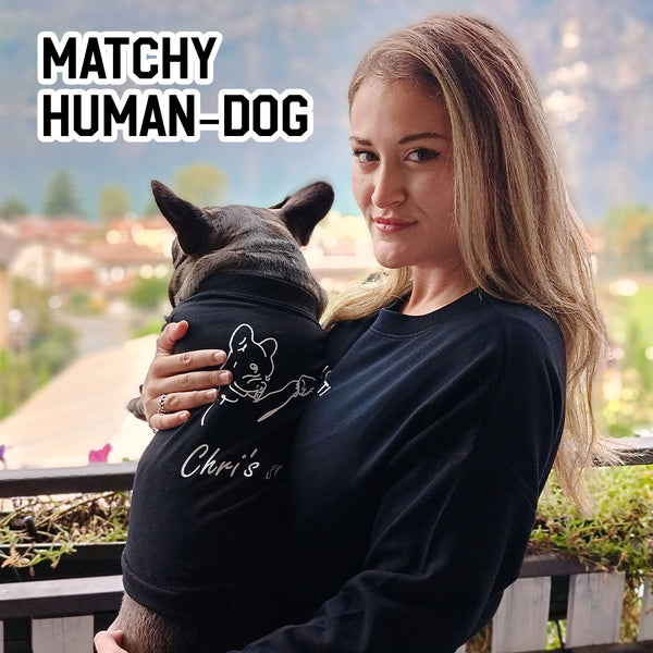 [matchy] Felpa coordinata umano cane - nera - personalizzata