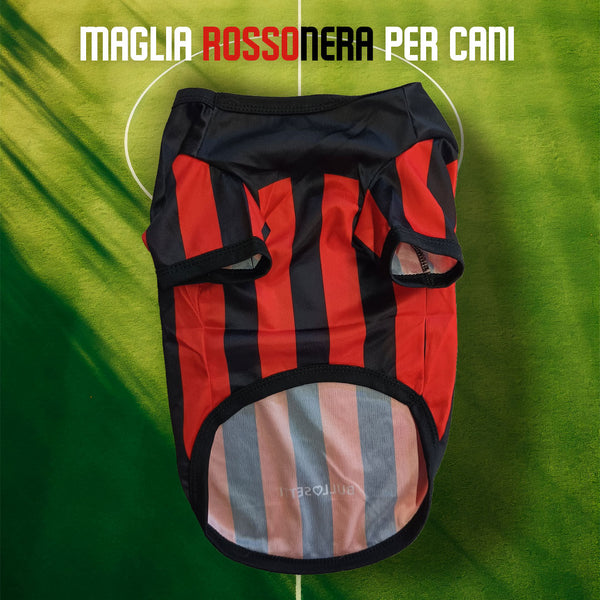 Maglia rossonera personalizzata da calcio - con maniche - per cani da 2 a 40kg