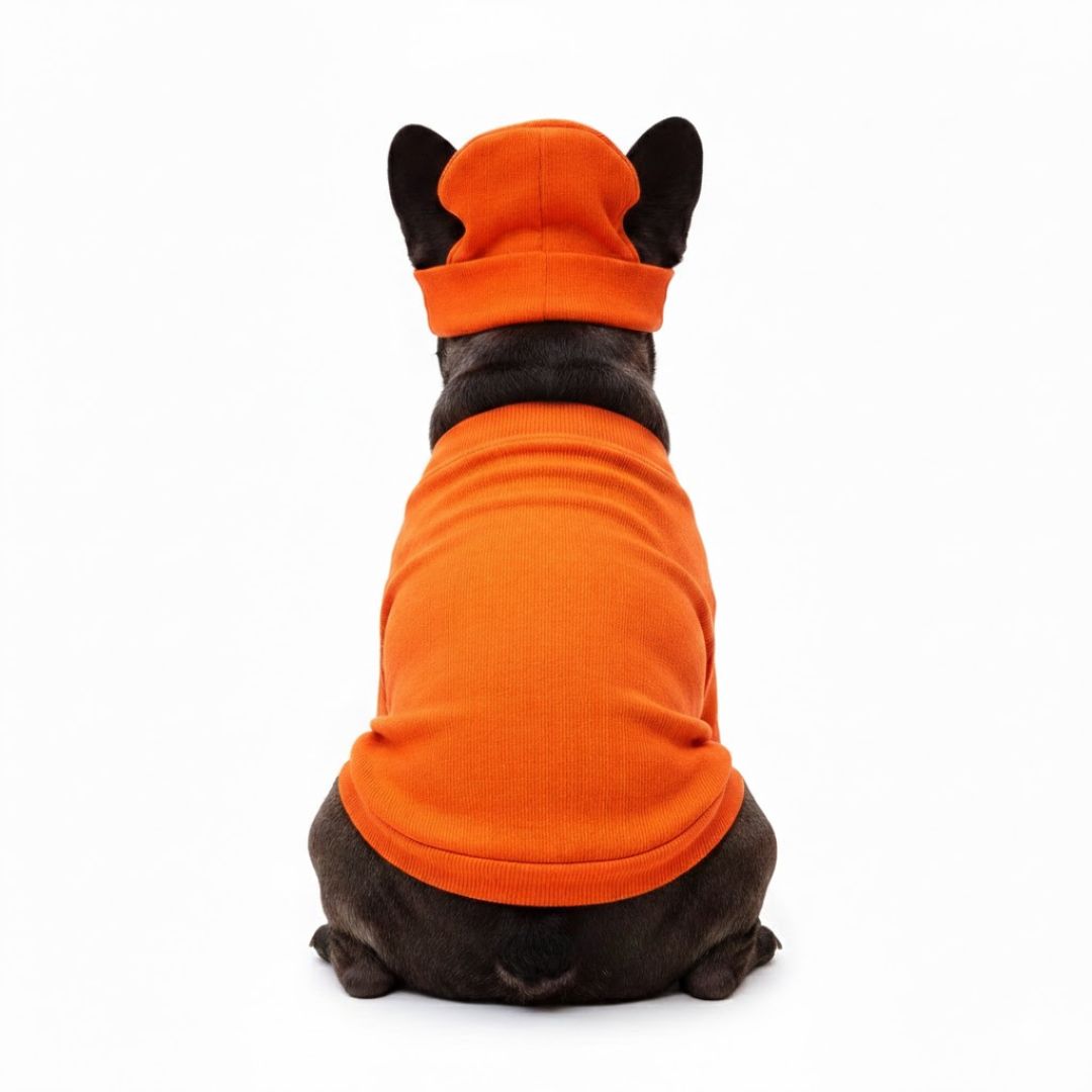 Maglietta aderente con cuffia in cotone - streetwear - arancione