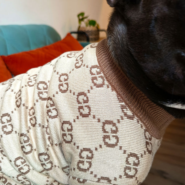 Elegant dog sweater - beige - luxury