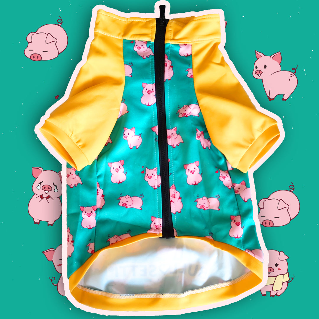 Felpa con zip Bullosetti - texture maialini - arancione e verde