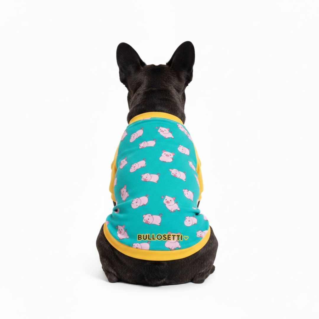 Felpa con zip Bullosetti - texture maialini - arancione e verde