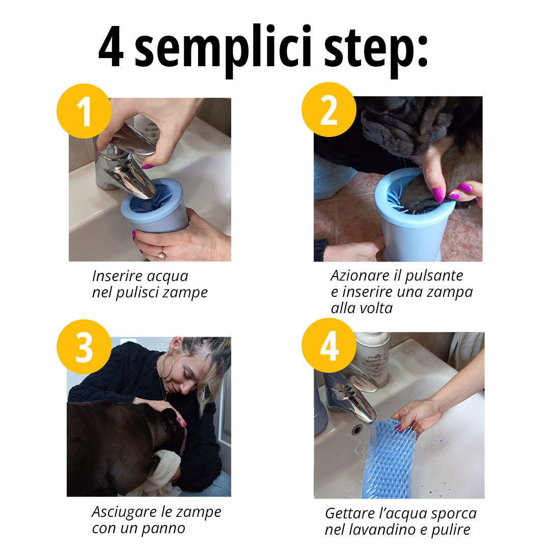 Pulisci zampe elettrico - cani da 2 a 30kg - azzurro e rosa