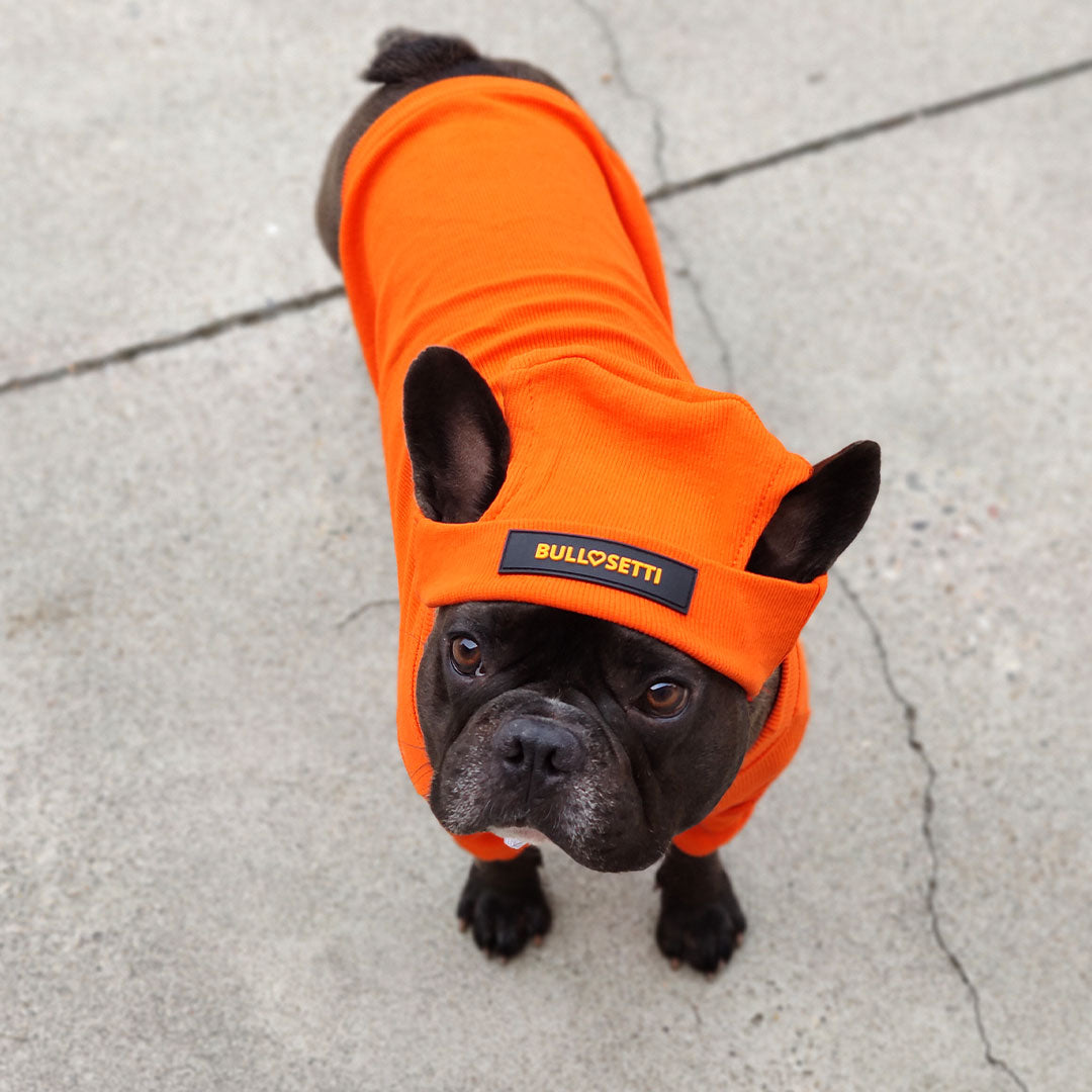 Tight-fitting sweater with cotton cap - streetwear - orange