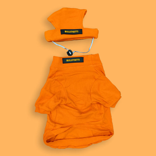 Maglia aderente con cuffia in cotone - streetwear - arancione