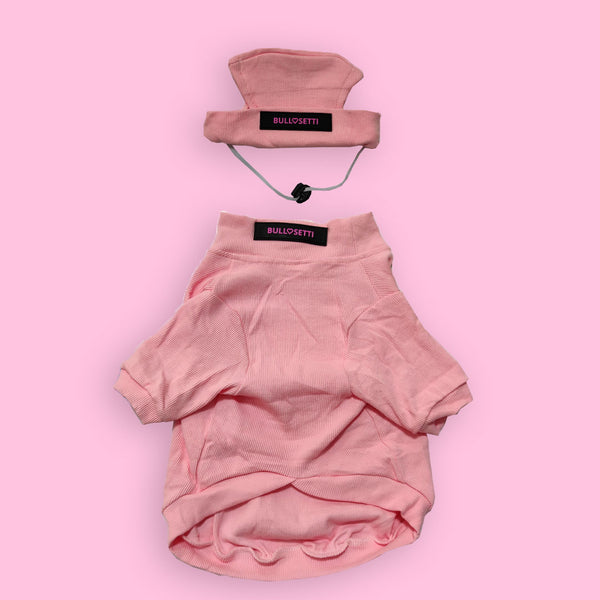 Tight-fitting sweater with cotton cap - streetwear - pink