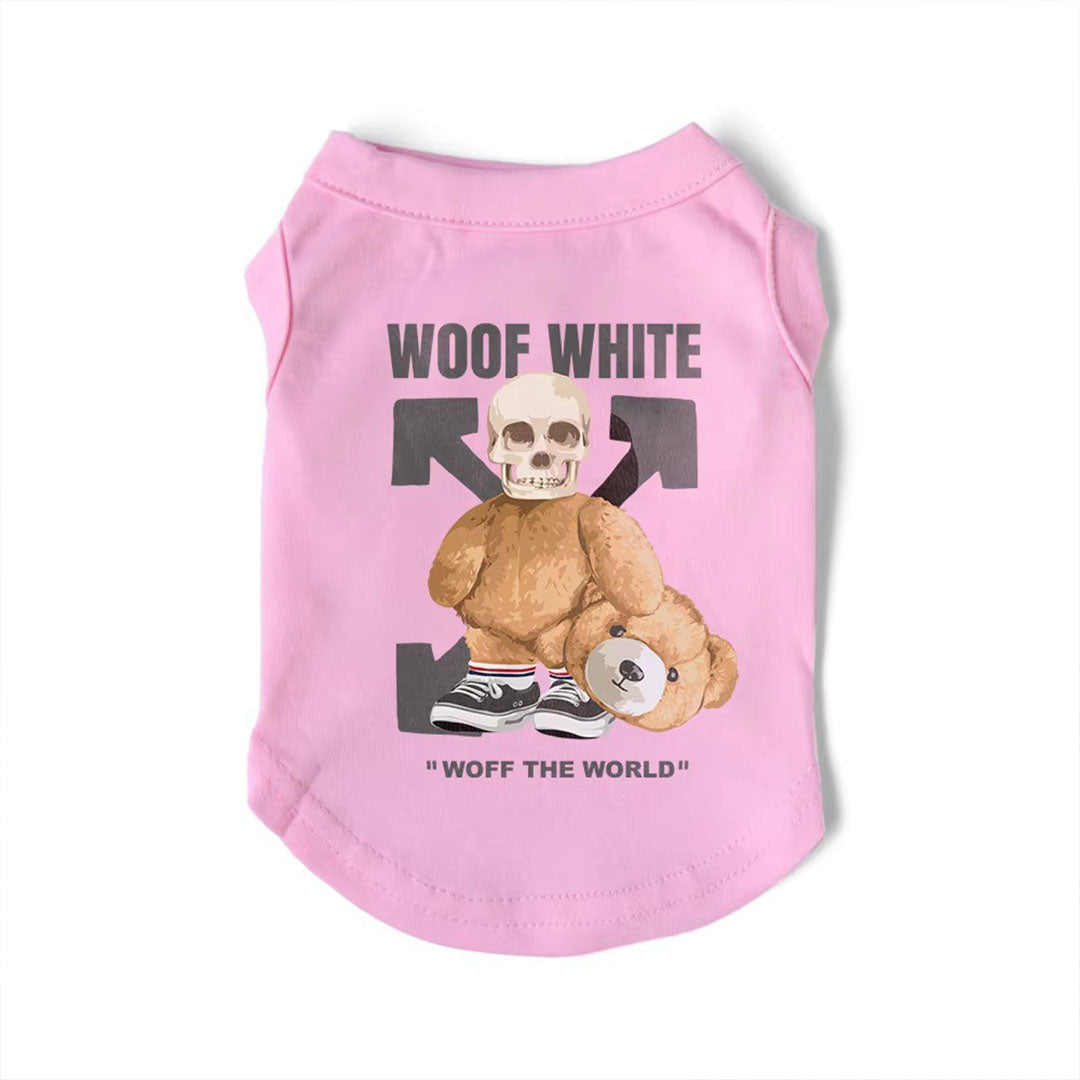Canottiera estiva per cani - da 4 a 15kg - rosa - Woof White