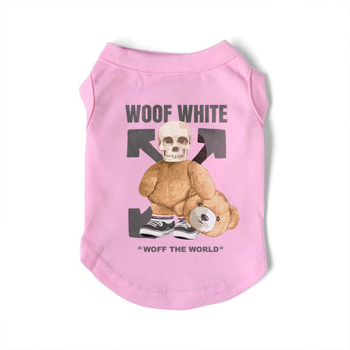 Canottiera estiva per cani - da 4 a 15kg - rosa - Woof White
