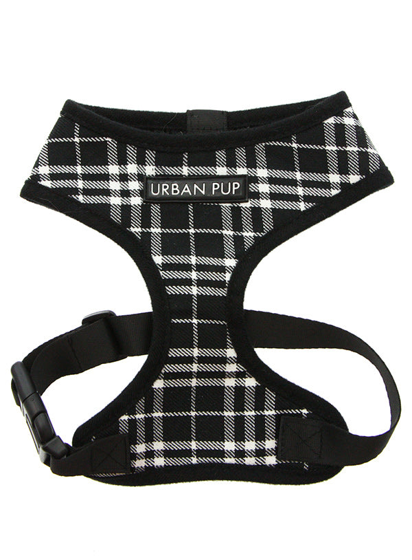 [SET] Black and white Tartan harness and leash - Urban Pup