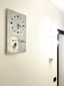 Wanduhr – Größe 30 x 50 cm – personalisiert mit dem Namen und dem Porträt Ihres Haustieres