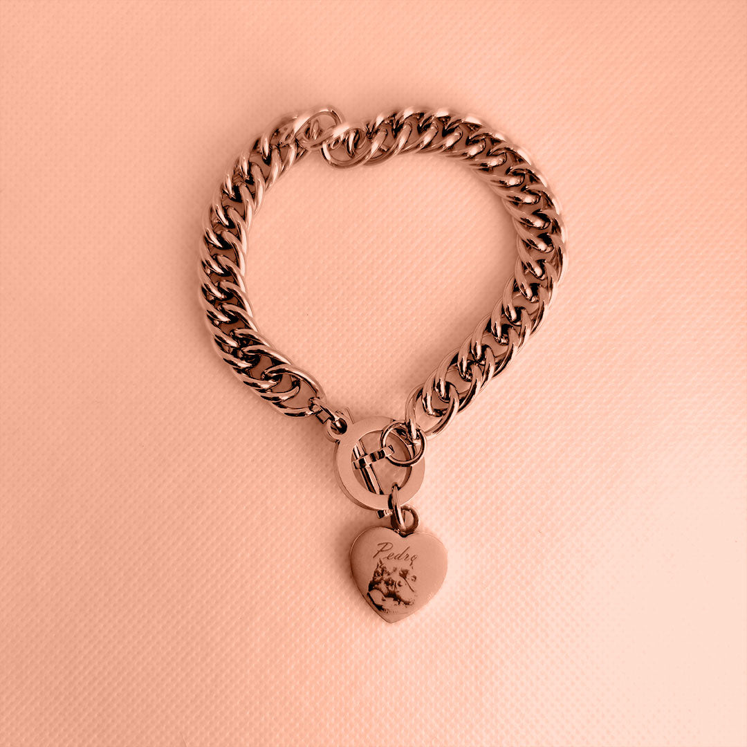 Personalisiertes Armband mit Porträt und Namen Ihres Hundes oder Ihrer Katze