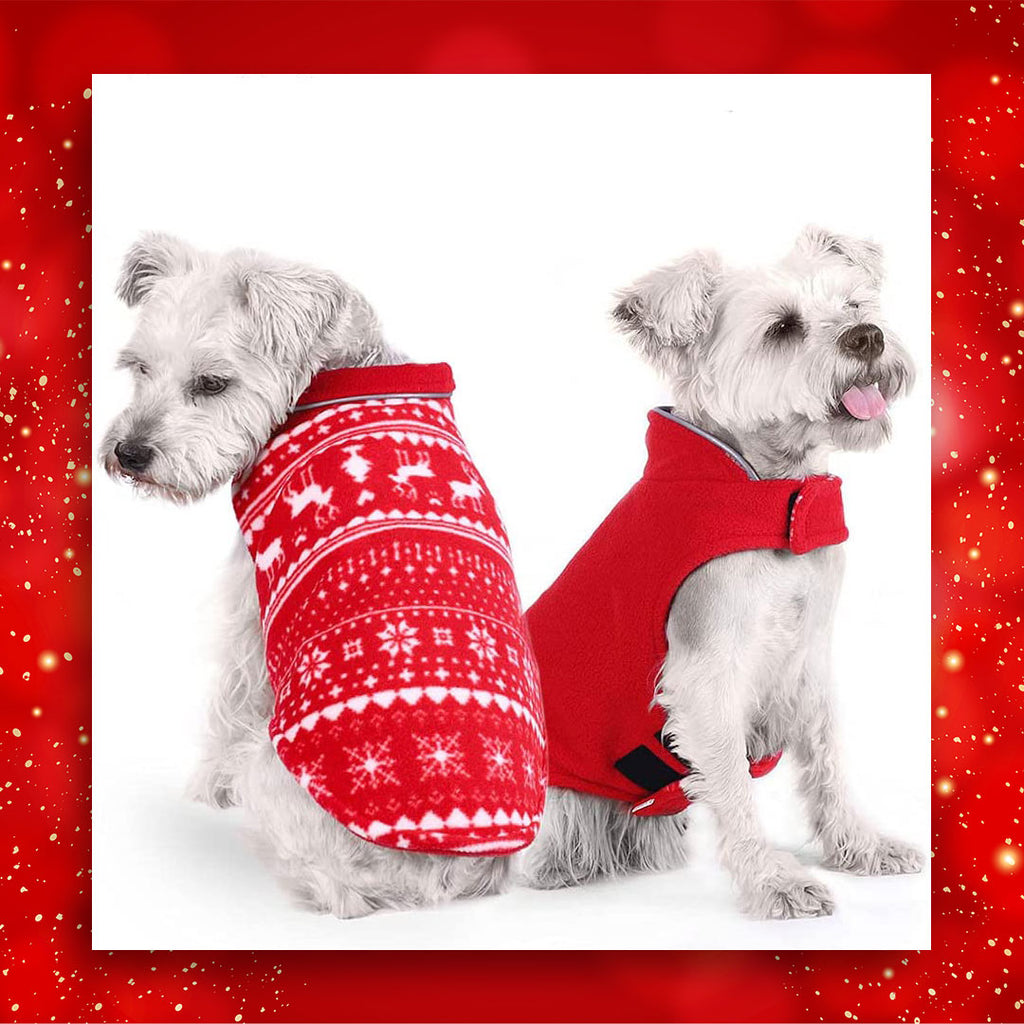 Cappotto Natalizio in pile per cani - reversibile