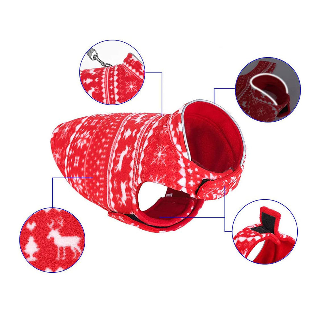 Cappotto Natalizio in pile per cani - reversibile