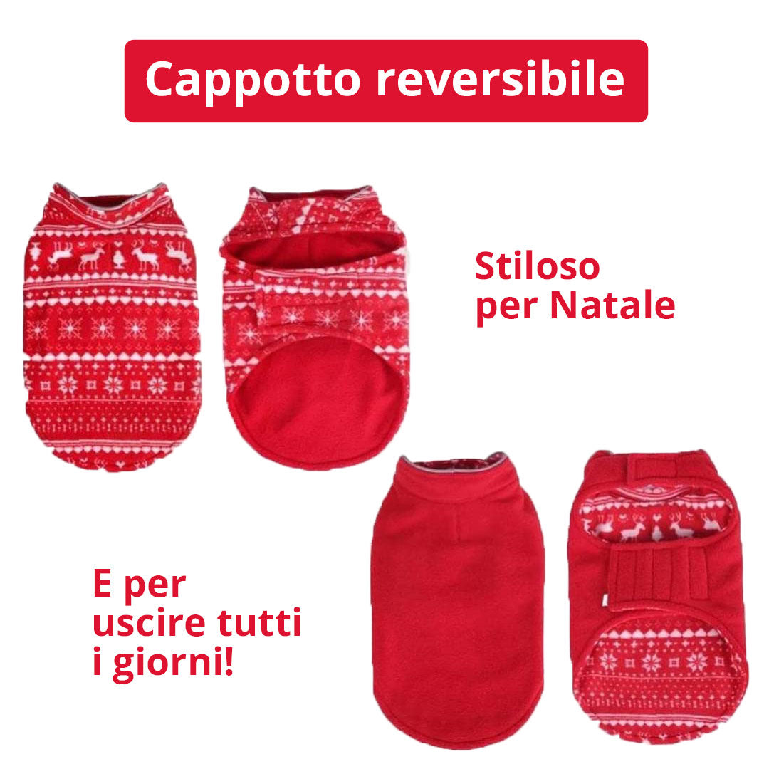 Cappotto Natalizio in pile per cani - reversibile