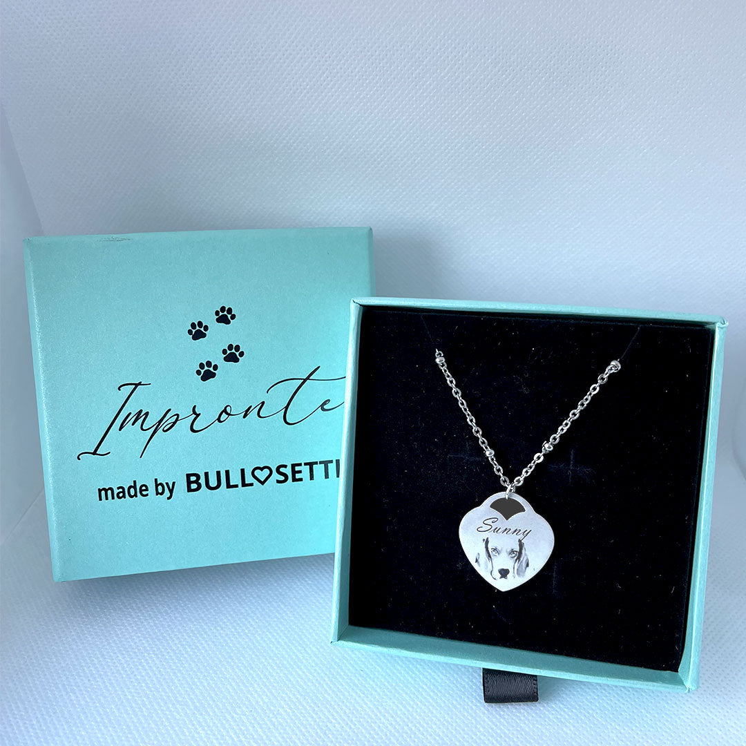 Personalisierte Halskette mit Porträt und Namen Ihres Hundes oder Ihrer Katze