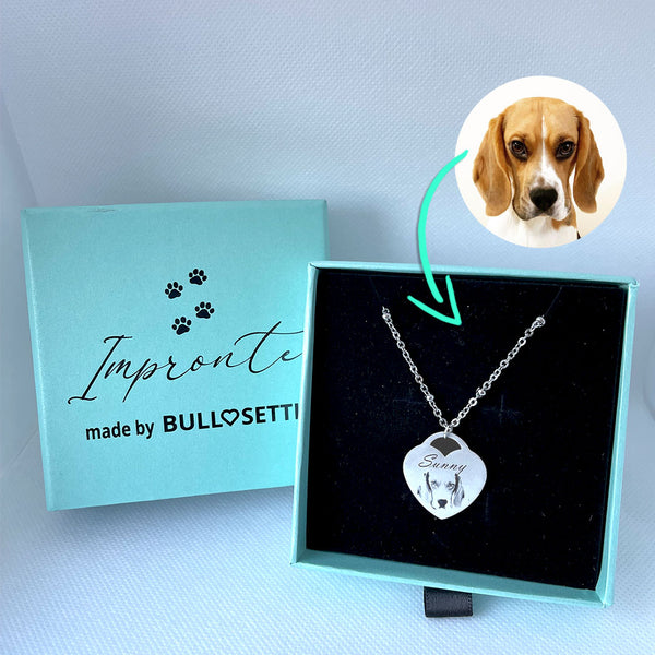 Personalisierte Halskette mit Porträt und Namen Ihres Hundes oder Ihrer Katze