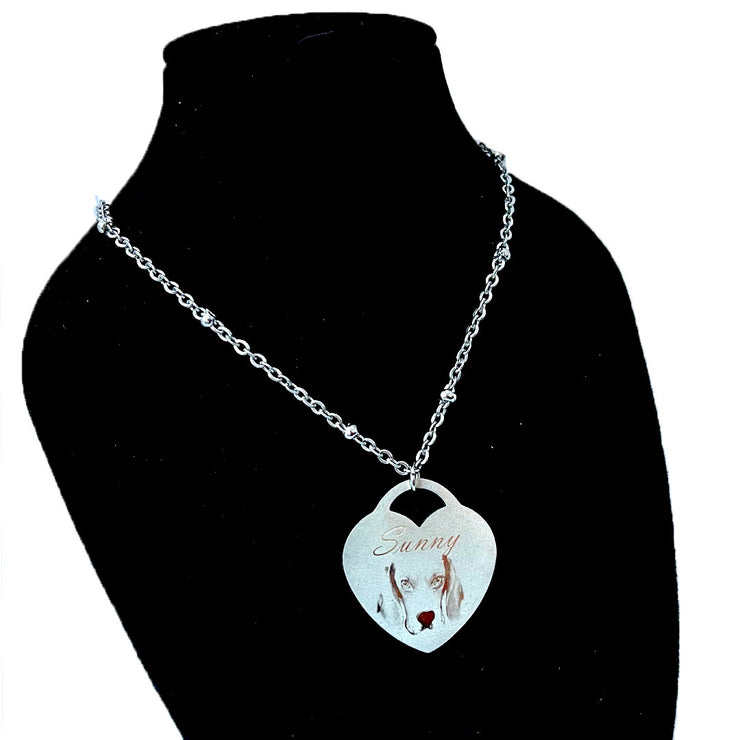 Personalized necklace with portrait and name of your dog or cat