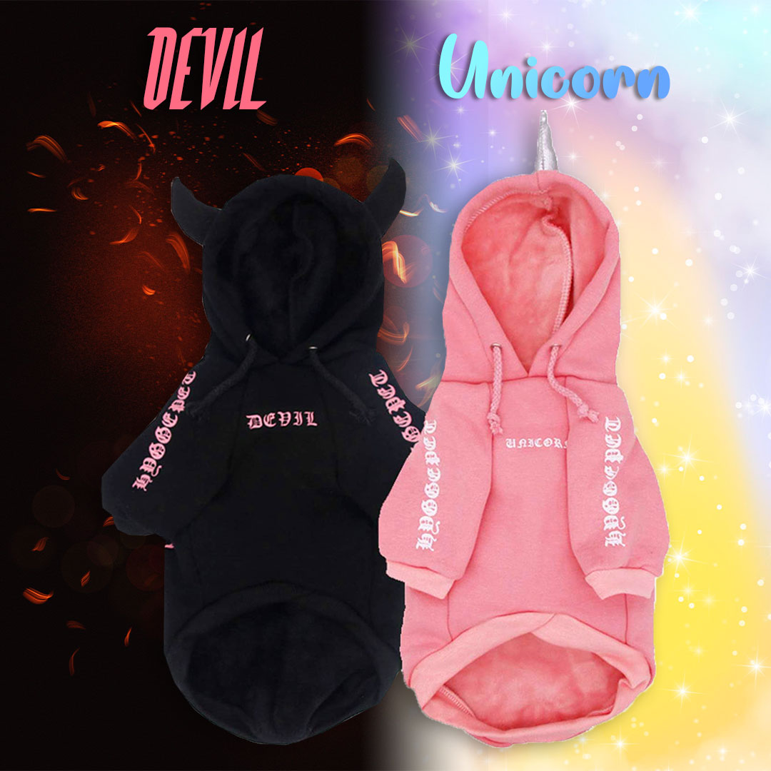 Devil &amp; Unicorn Hoodie – für Hunde von 2 bis 40 kg