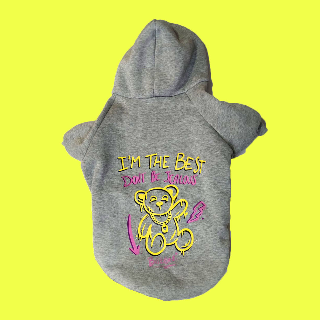 Felpa con cappuccio per cani - grigia - Bear - Streetwear