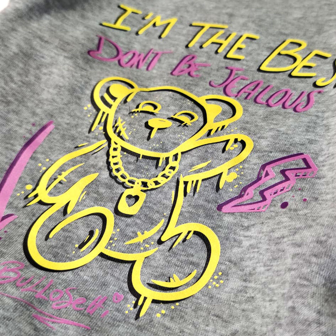 Felpa con cappuccio per cani - grigia - Bear - Streetwear