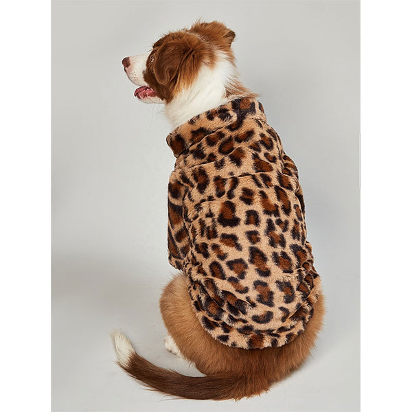 Leoparden-Plüsch-Hunde-Sweatshirt – Kunstfell