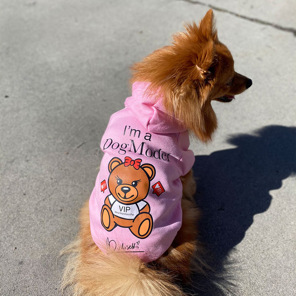 Kapuzenpullover - für Hunde - rosa - Bär - Streetwear