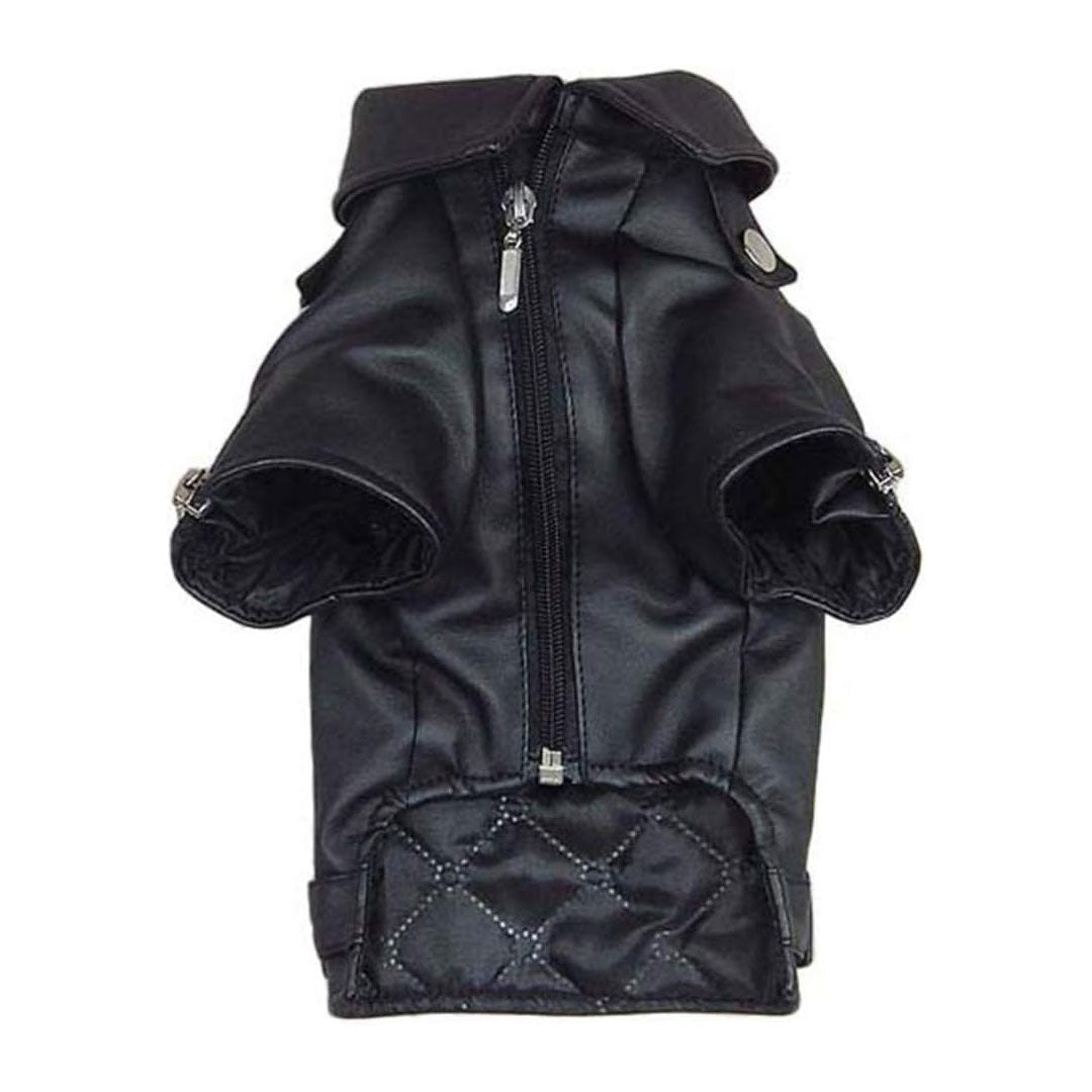Black eco-leather jacket - with zip and pockets - for dogs from 2 to 40kg