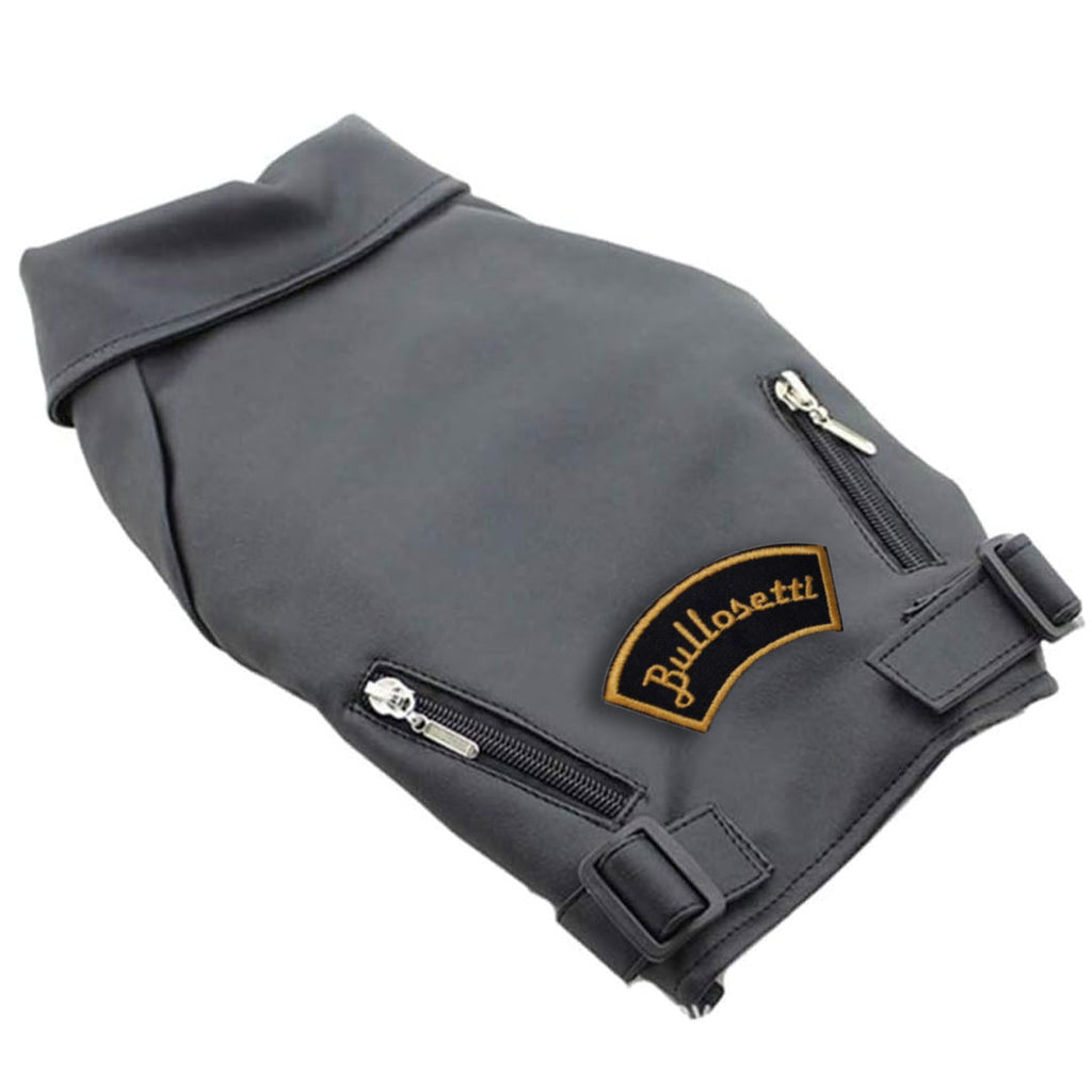 Black eco-leather jacket - with zip and pockets - for dogs from 2 to 40kg