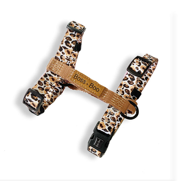 Luxuriöses H-Geschirr mit Leopardenmuster – Marke Boss & Boo 