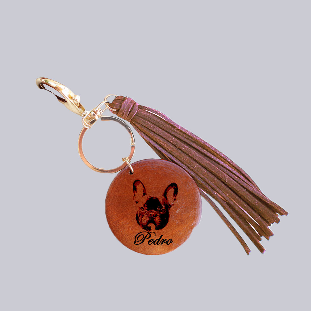 Portachiavi in legno con frange colorate - linea Impronte