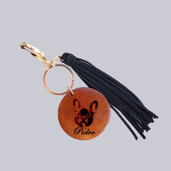 Wooden key ring with colored fringes - Impronte line