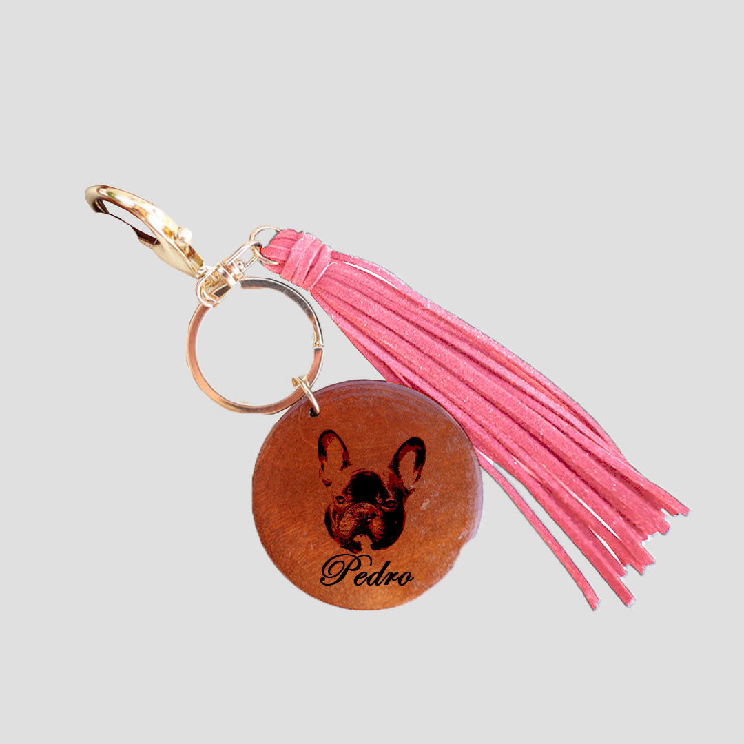 Portachiavi in legno con frange colorate - linea Impronte