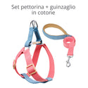 [SET] Blue and pink harness and leash - in cotton