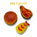 Set 3 giochi - hamburger, sushi e bistecca