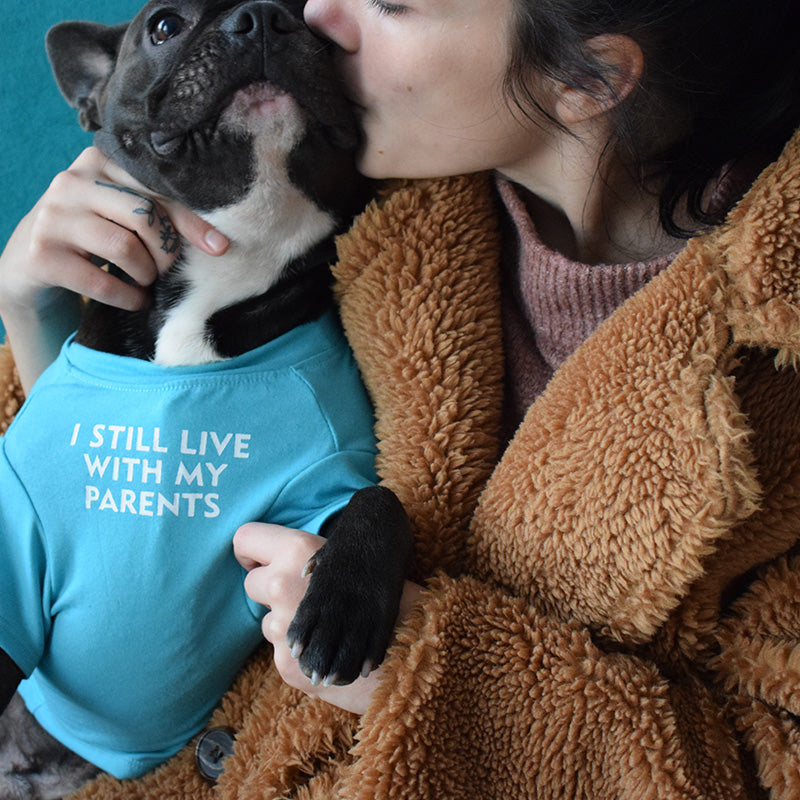 Bulldog Light blue T-shirt "I still live..." - mod. Fammy